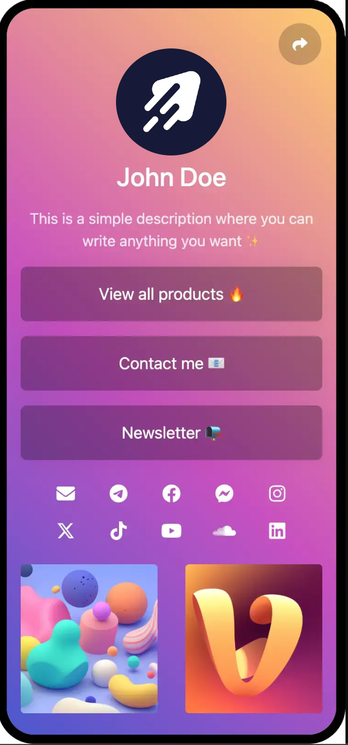 Screenshot of biolink page examples